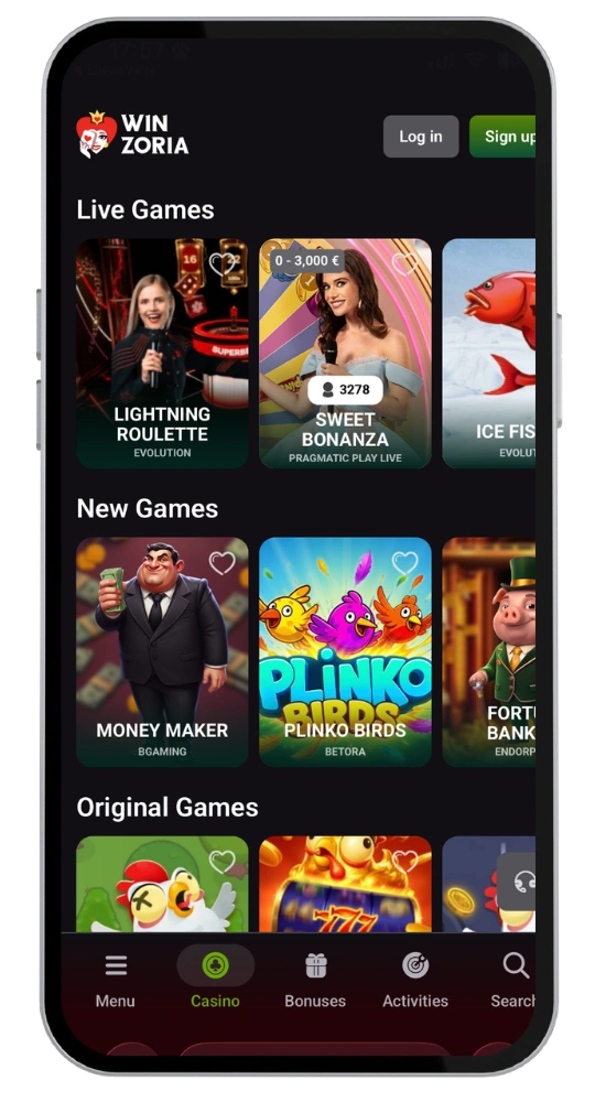 Winzoria Casino inloggen